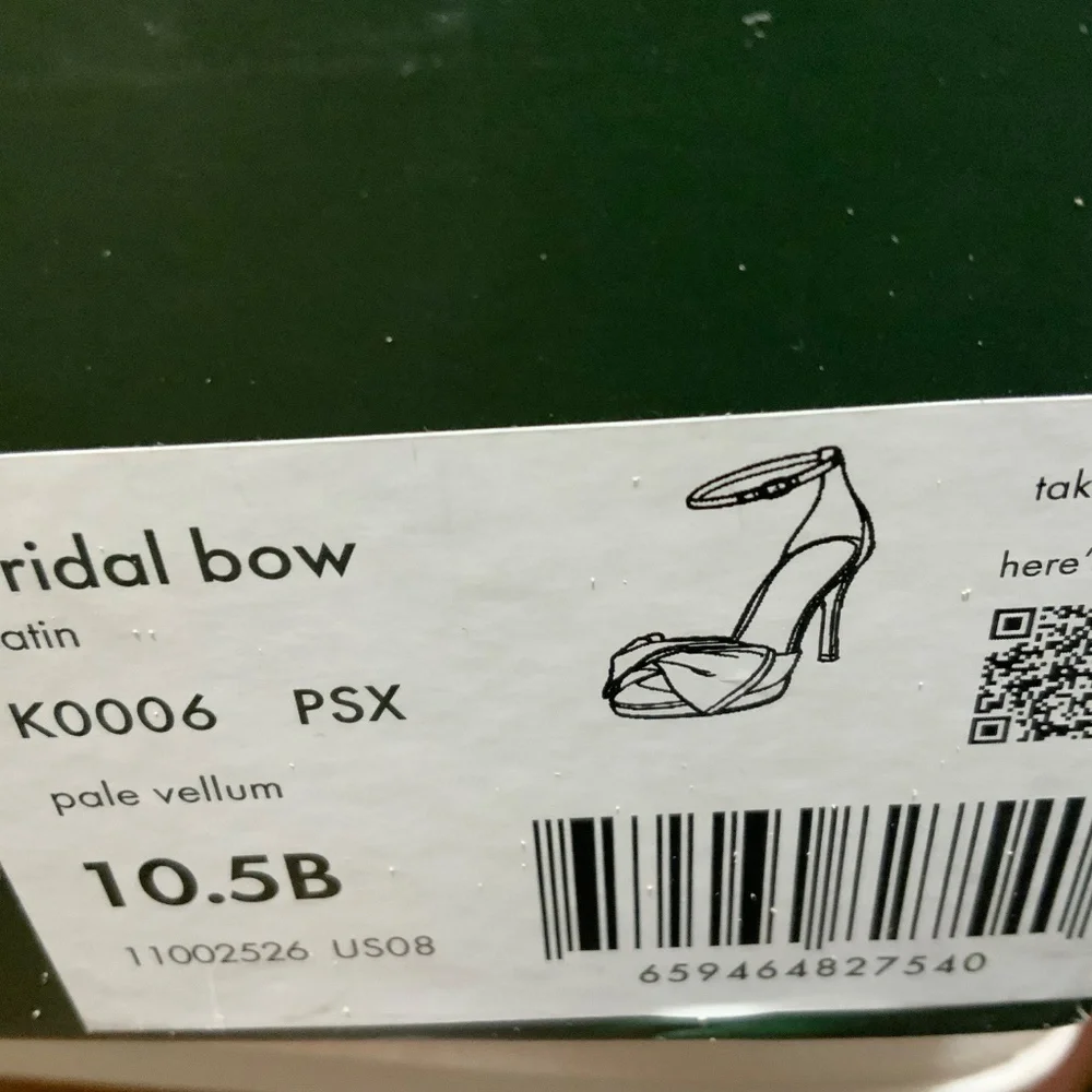 Kate Spade Bridal Bow Champagne Satin Platform Sandal Stiletto Heel Evening pump